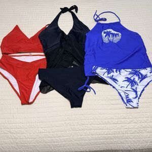 SHEIN Swim Wear 3 Pack | NWOT | XL | Red-Black-Blue | Bikini